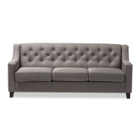Baxton Studio BBT8021-SF-Grey-XD45 Arcadia Modern and Contemporary Button-Tufted Living Room 3-Seater Sofa